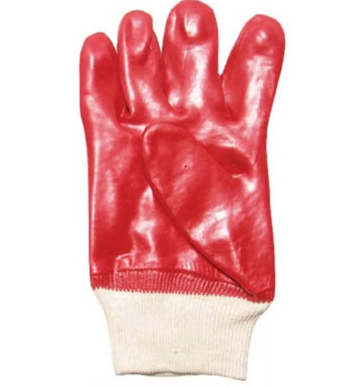 (WE2111) Рукавички з ПВХ покриттям, червонi, трикотажний манжет, мастило-бензостійки WERK